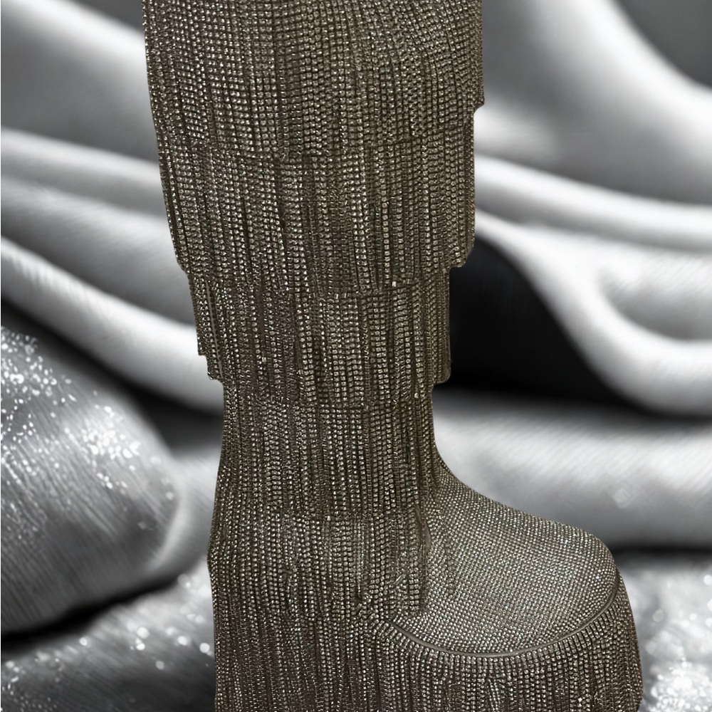 Dolls Kill Club EXX Silver Fringe Platform Boots